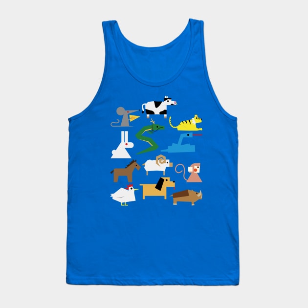 12 Chinese Zodiac Animals Cute Colorful Tank Top by Enriched by Art